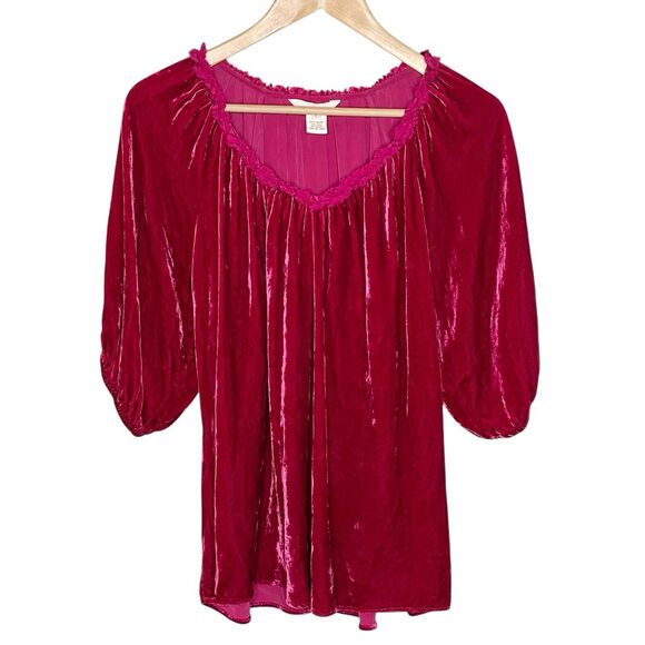 Sundance Velvet Silk Puff Short Sleeve Top Pink Womens Small Boho Regencycore - Picture 1 of 6